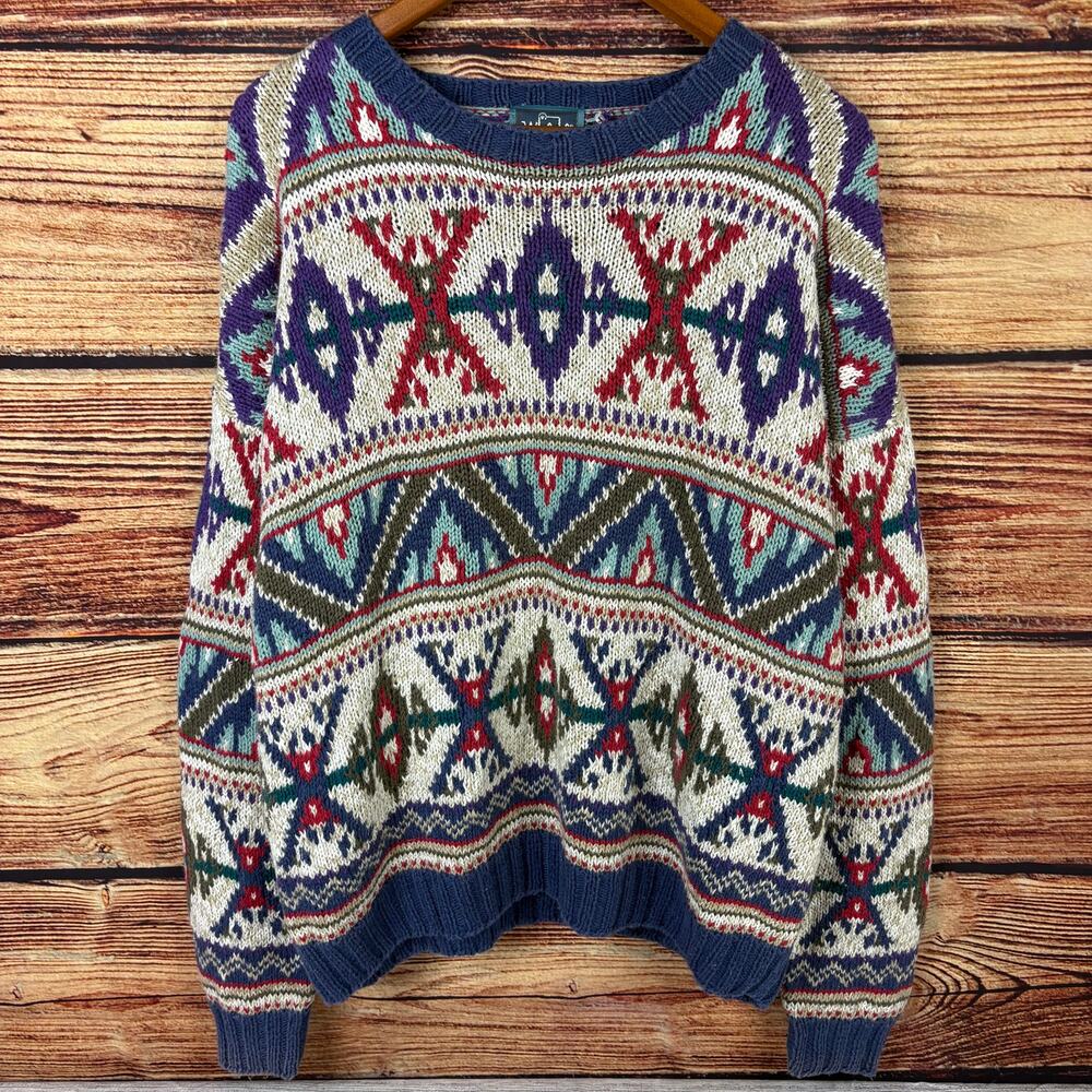 Vintage Woolrich Handknit Multicolor Fair Isle Sweater